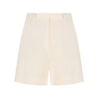 Max Mara Short Shorts, female, White, Size: 2XS Smmparty Linen Straw Shorts