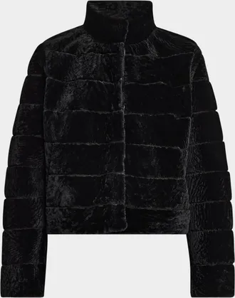 Gorski Reversible Textured Lamb Shearling Jacket