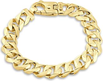 Pompeii3 Mens Cuban Flat Link 14k Yellow Gold 80gram 12.5mm Link Bracelet 8.5