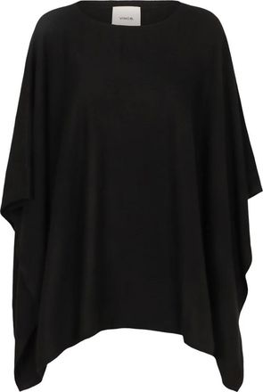Vince Jassen, Dames, Zwart, ONE Size, Kasjmier, Kasjmier Ribhals Poncho