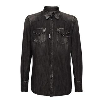 Dsquared2 Klassiek Western Shirt - Heren - Spijkeroverhemden - Zwart - L - Katoen - Overhemden