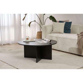 Dmora Mesa De Centro Simbario, Forma Redonda, Tablero De Madera Noble, Color Negro, 90x90x40h Cm Negro