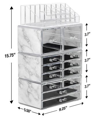 Sorbus Marble Makeup And Jewelry Storage Case Display Set