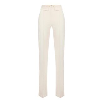 Elisabetta Franchi Broek van dubbellaagse stretchcr&ecirc;pe - Dames - Broeken - Beige - Maat: L Zijde