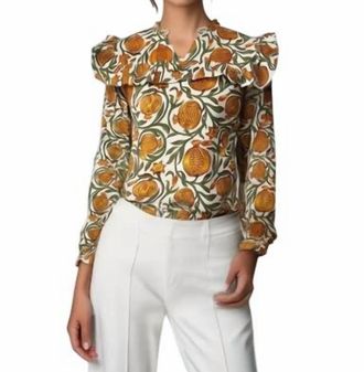 Celina Moon Ruffle Blouse In Golden Pomegranate