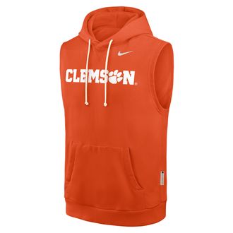 Nike Clemson Sideline Nike Mens Dri-FIT College Sleeveless Pullover Hoodie in Orange | 03B489MCLN-65K