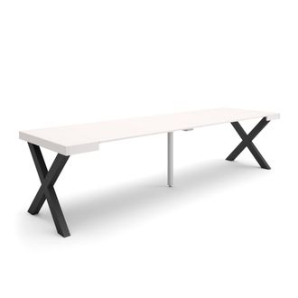 Skraut Home Mesa Consola Extensible, Mesa Comedor Plegable, 300, Para 14 Comensales, Patas Madera Maciza, Estilo Moderno, Blanco - Skraut Home