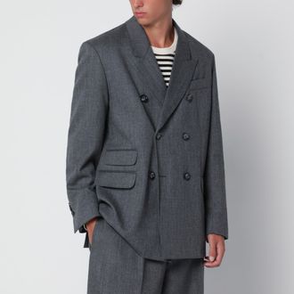 Ami Double-Breasted Carbon Grey Virgin Wool Blazer