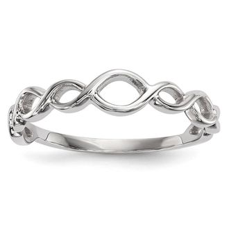 Diamond2Deal 14k White Gold Polished Twisted Loops Ring