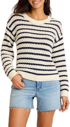Tommy Bahama Pebblestone Bay Stripe Cotton Sweater in Coconut at Nordstrom, Size X-Small
