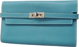 Herm&egrave;s Blue Jean Epsom Leather Chain/Shoulder Wallet (Pre-Owned)