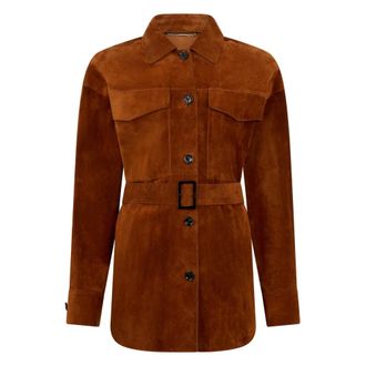 Moorer Leather Jackets, female, Brown, Size: S Cashmere Jacket