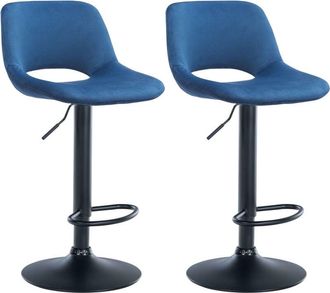 Clp Clp - Set De 2 Taburetes De Bar Camden En Terciopelo Azul Metal Negro Mate