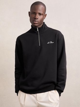 Les Deux Les Black Les Cotton Half-zip Sweatshirt, XL