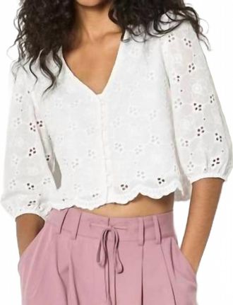 Apricot Daisy Broderie Top In White