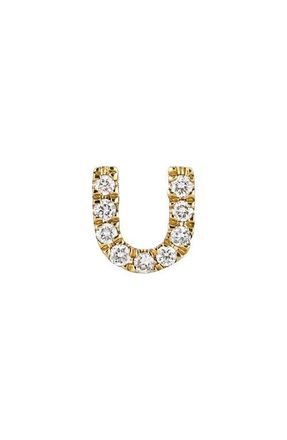 Bony Levy Icon Diamond Initial Single Stud Earring in 18K Yellow Gold - U at Nordstrom