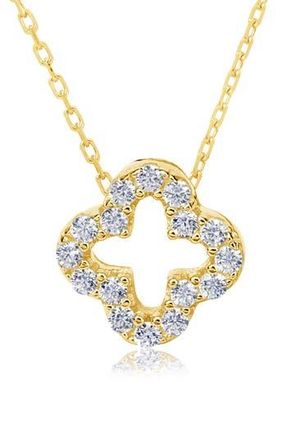 Suzy Levian Sterling Silver CZ Clover Pendant Necklace in Yellow at Nordstrom Rack