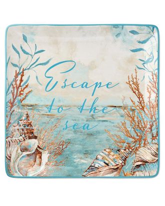 Certified International Escape To The Sea Square Platter