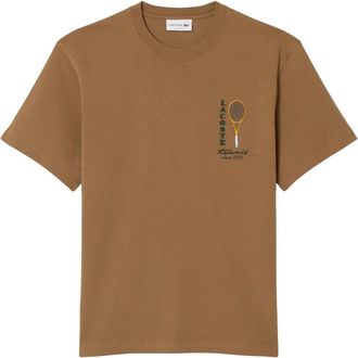 Lacoste Cotton Jersey Embroidery Print Tee - Heren - T-shirts - Bruin - XL - Katoen - Tops