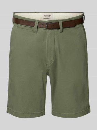 Jack & Jones Jack & Jones Straight Fit Shorts mit abnehmbarem G&uuml;rtel Modell Adam in Oliv, Gr&ouml;&szlig;e XXL
