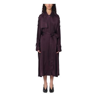Victoria Beckham Trench Coats, female, Purple, Size: XS Elegant Jackets with Acetate and Viscose