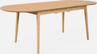 Sweeek Sweeek - Mesa De Comedor Ovalada Y Extensible De 6 A 8 Plazas, Lisa, Natural, 160x90x75 Cm