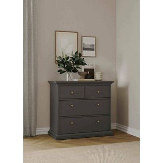 Dmora Dmora - C&oacute;moda De Cuatro Cajones, Color Gris, 96,2 X 86,9 X 48,5 Cm, Con Embalaje Reforzado