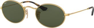 Ray-Ban Small Metal Oval Sunglasses Gold Green RB3547N 001 51, Gold green, 51
