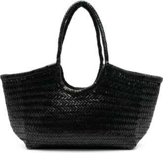 Dragon Diffusion Leren Tote Tas met Gevlochten Ontwerp - Dames - Shoppers - Zwart - ONE Size - Leer - Tassen