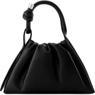 Behno Mini Tina Ruched Metallic Leather Baguette Top Handle Bag in Black at Nordstrom