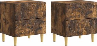 vidaXL Mesita De Noche 2 Uds. Roble Ahumado 43 X 34,5 X 48 Cm Vidaxl