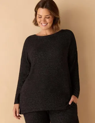 Live Unlimited London Womens Grey Supersoft Round Neck Jumper - Size: 22