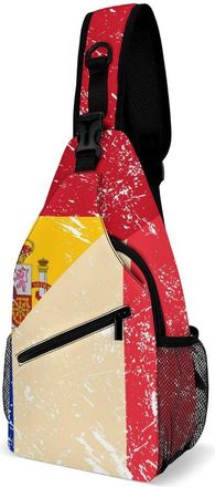 Generic France And Spain Vintage Flag Mens Crossbody Chest Sling Bag for Travel Hiking Lightweight Shoulder Bags with Small Side