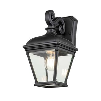 Elstead Lighting Farol de pared, aluminum y vidrio, negro, IP44