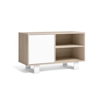 Skraut Home Skraut Home - Mueble Tv 100 Con Puerta Izquierda, Sal&oacute;n Comedor, Modelo Wind, Color Estructura Roble, Color Puerta Blanco, Medidas 95x40x57cm De Altur