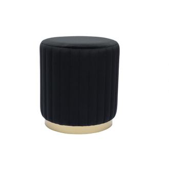 Miliboo Pouf rotondo in velluto nero e metallo dorato D40 cm DONA