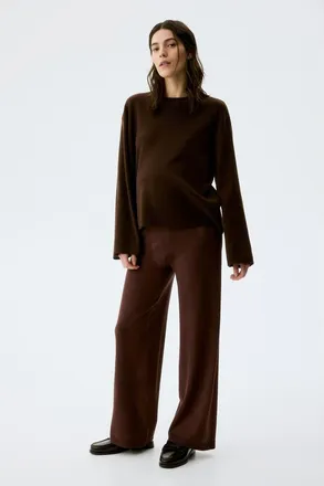 H&M Mama Knitted Trousers in Dark Brown at Nordstrom, Size X-Small