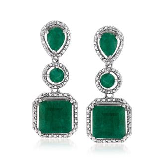 Ross-Simons Emerald Drop Earrings in Sterling Silver