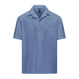 Bomboogie Short Sleeve Shirts, male, Blue, Size: 3XL Linen-Cotton Blend Shirt