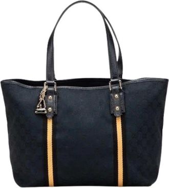 Gucci Pre-owned Tote Bags, female, Black, Size: ONE SIZE Pre-owned Canvas Tote