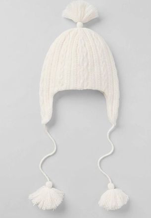 Alo | Cable Knit Winter Bliss Earflap Beanie Hat in Ivory