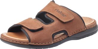 Rieker Pantolette RIEKER, Herren, Gr. 40, braun, Leder, Textil, kontrastfarbene Details, Schuhe Pantolette, Hausschuh, Sommerschuh, Urlaubschuh mit dezentem 