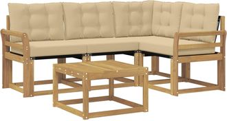 vidaXL Conjunto De Sof&aacute;s De Exterior 5 Uds. Y Beige Vidaxl