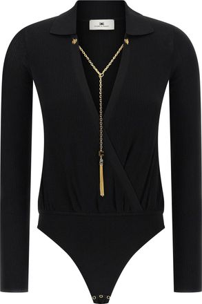 Elisabetta Franchi Chain Body Top Nero-Donna