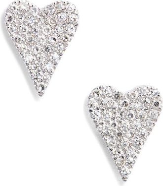 Meira T Elongated Diamond Heart Stud Earrings in Silver at Nordstrom