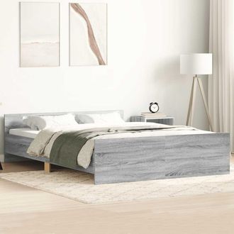 vidaXL Estructura De Cama Con Cabecero Piecero Gris Sonoma 150x200 Cm Vidaxl