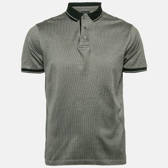 Emporio Armani Grey Cotton Knit Polo T-Shirt