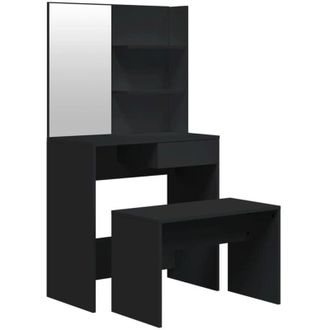vidaXL Dressing Table Set Black 74.5x40x141 cm Vidaxl