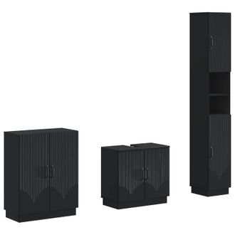 vidaXL Juego De Armarios De Ba&ntilde;o De 3 Piezas Hoorn Negro Vidaxl