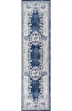 Jonathan Y Designs Rosalia Cottage Medallion Area Rug in Ivory/navy at Nordstrom, Size 3Ft 0In X 5Ft 0In